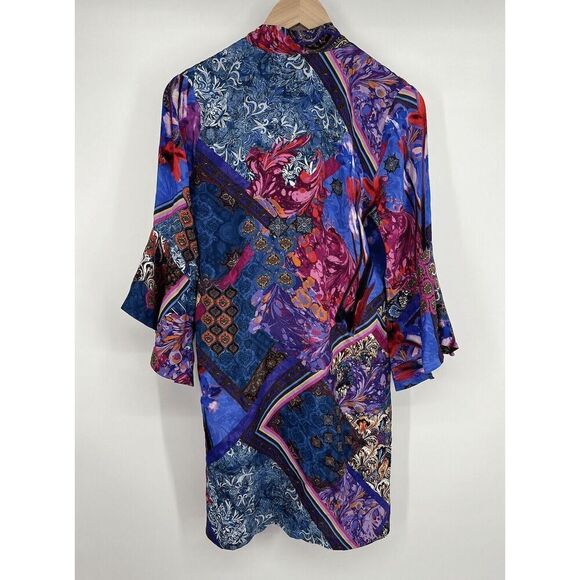 Robert Graham Dress Tie Neck Floral Paisley Colorful Size Small Flowy Silky - Picture 4 of 4